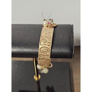 Plunder Hope Cha Cha Faux Pearl Gold Tone Bracelet Statement